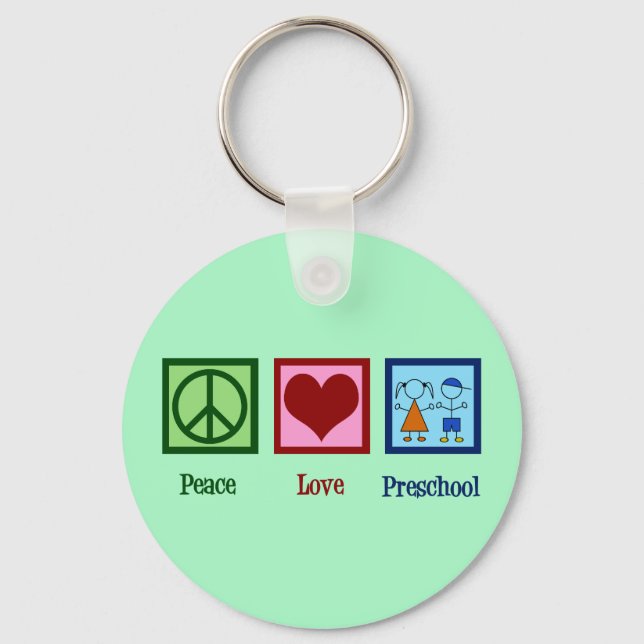 Llavero Maestra de Preescolar de Peace Love (Anverso)