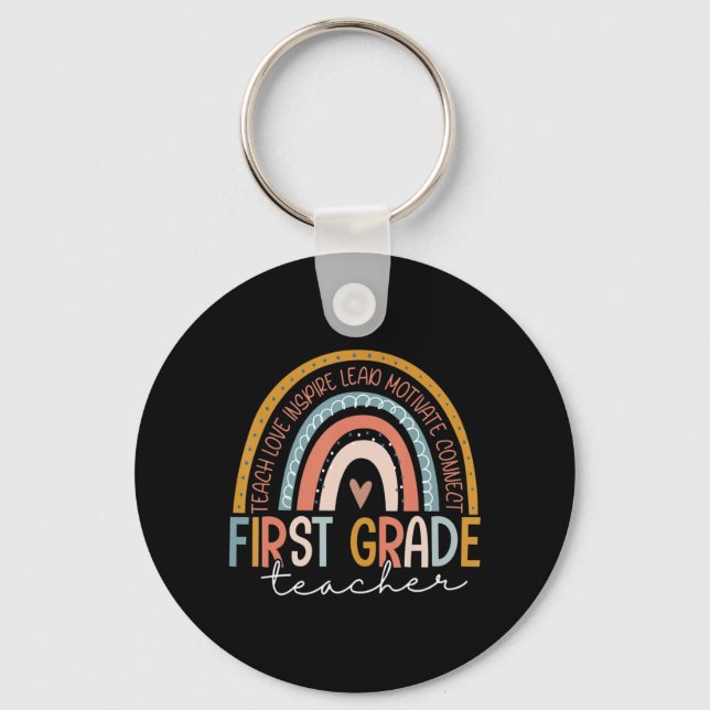 Llavero Maestra de primer grado Enseña Amor Inspira Boho R (Anverso)