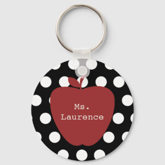 Llavero Maestra de Punto de Polka y Apple Rojas