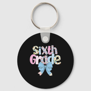 Llavero Maestra de Sexto Grado Elegante Coquette Floral Az