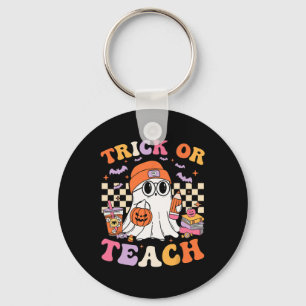 Llavero Maestra Halloween Trick O Teach Cute Ghost Coffee