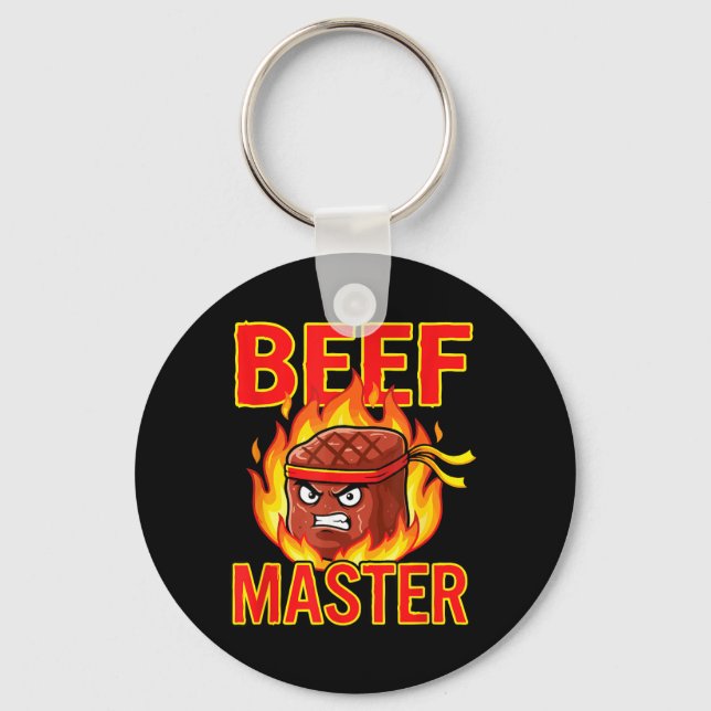 Llavero Maestro de Carne Parrillada de Bistec Divertida Ba (Anverso)