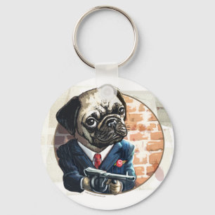 Llavero Mafioso Pugsy Beigel by Mudge Studios