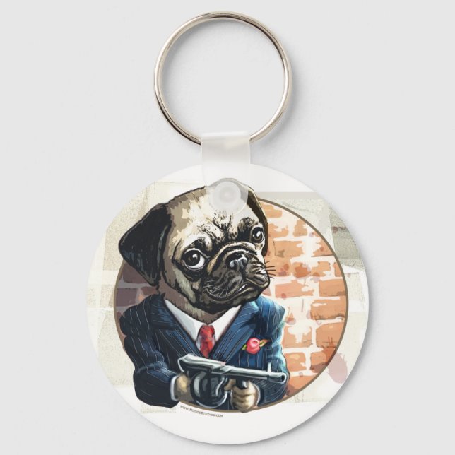 Llavero Mafioso Pugsy Beigel by Mudge Studios (Anverso)