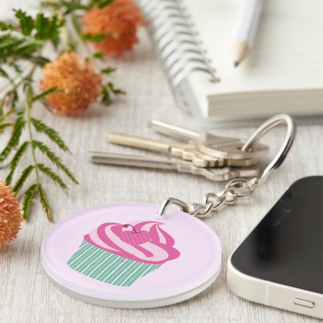 Llavero Magdalena Rosa Clara Cupcake Rosa Pastel (Frente Derecha)