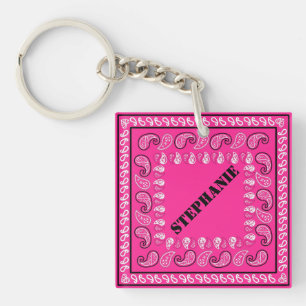 Llavero Magenta rosa Paisley Bandana personalizada