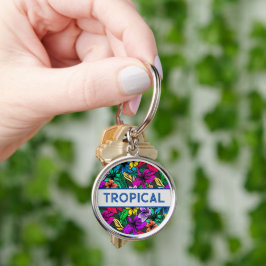 Llavero Magnífica tipografía floral tropical divertida