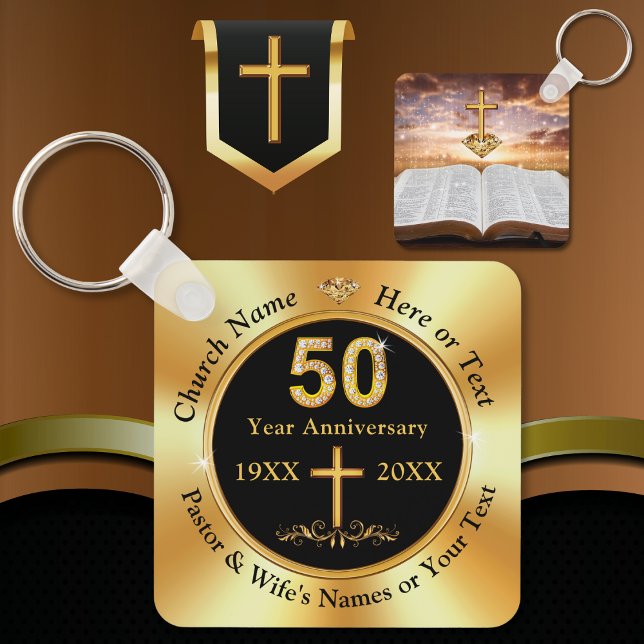 Llavero Magnífico, 50° Aniversario de la Iglesia, favores  (50th Church Anniversary. Cheap Church Favors. Small gifts for church members. 50th Christian Favors.)