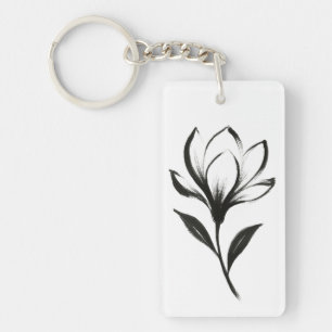 Llavero Magnolia de estilo de tinta: diseño floral elegant