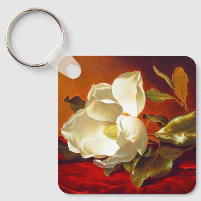 Llavero Magnolia en Terciopelo Rojo Martin Johnson Heade (Anverso)