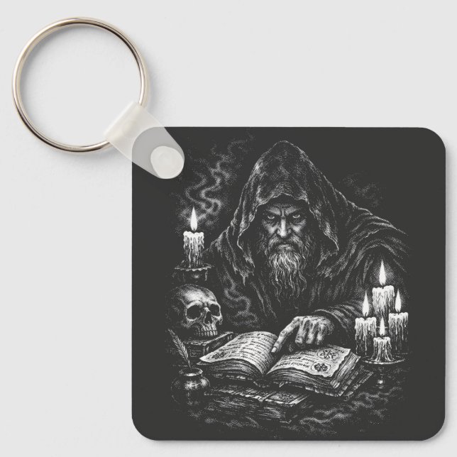 Llavero Mago estudiando el grimorio — por BurnsInHell (Anverso)