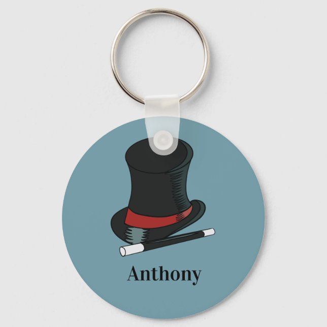 Llavero Magos Gorra y varita mágica personalizada (Anverso)