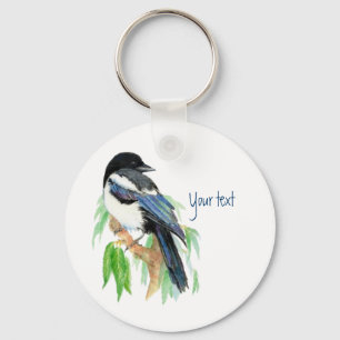 Llavero Magpie en árbol silvestre, pájaro, jardín a Person
