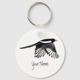 Llavero Magpie, pájaro a Personalizar con su nombre