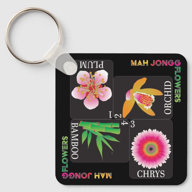 Llavero Mah Jongg 4 Flowers Keychain (Anverso)