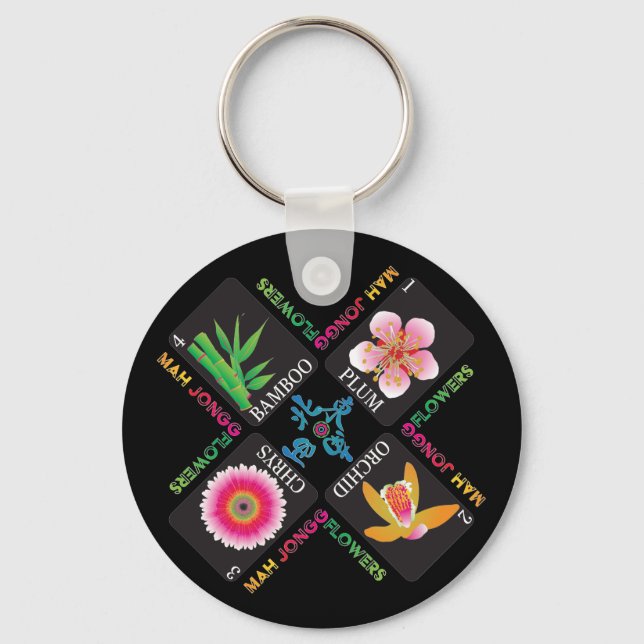 Llavero Mah Jongg 4 Flowers Keychain (Anverso)