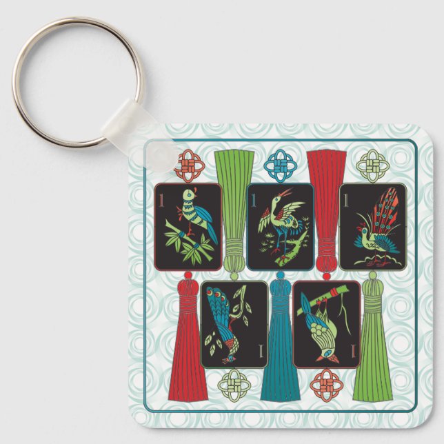 Llavero Mah Jongg Bird Tassels Keychain (Anverso)