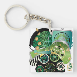 Llavero Mah Jongg Purses Green/Red Keychain