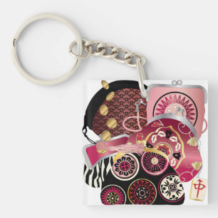 Llavero Mah Jongg Purses Red/Blue Keychain