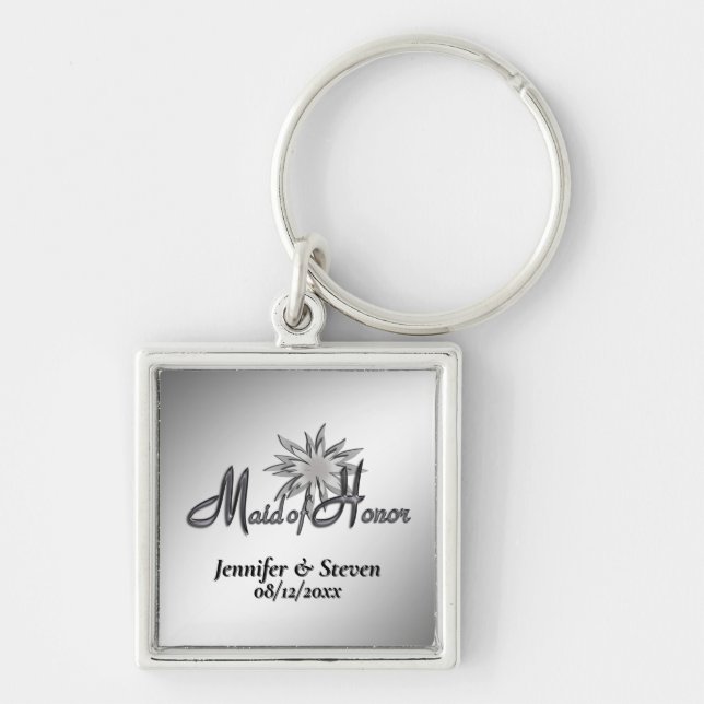 Llavero Maid of Honor Black and White Custom Keychains (Frente)