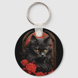 Llavero Maine Coon cat con flores