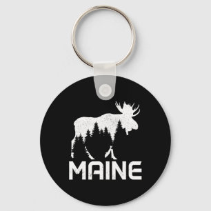 Llavero Maine Orgullo Vintage Recuerdo Alce Naturaleza Sen