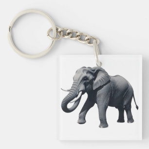 Llavero Majestic African Elephant Walking with Large Tusks