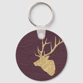 Llavero Majestic Deer Antlers Sillouette Gold