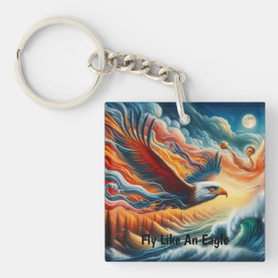 Llavero Majestic Eagle Fly Como Un Águila Fantasía Arte