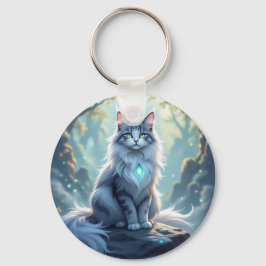 Llavero **Majestic Fantasy Cat with Mystical Aura – High F