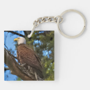 Llavero Majestic Patriotic Mature Bald Eagle Keychain