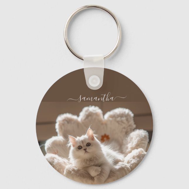 Llavero Majestic white cat lover (Anverso)