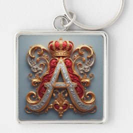 Llavero Majestuosa letra A ornamentada con corona