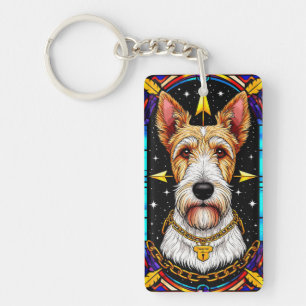 Llavero Majestuoso retrato de perro en estilo de vidrio em