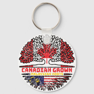 Llavero Malasia Bandera de raíces de árboles de Canadá en
