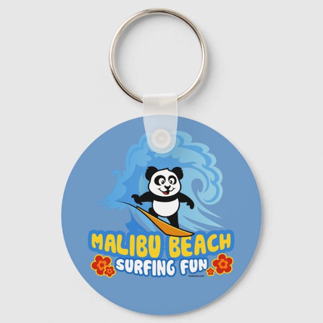 Llavero Malibu Beach Surfing Panda (Anverso)