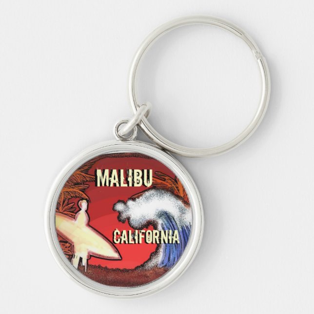 Llavero Malibu California surfer waves art keychain (Frente)