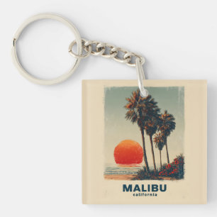 Llavero Malibu California Vintage Travel Poster