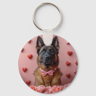 Llavero Malinois Belga con Rosas - Día de San Valentín 