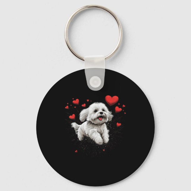 Llavero Maltese Dog Love Heart For Valentines Day Maltese  (Anverso)
