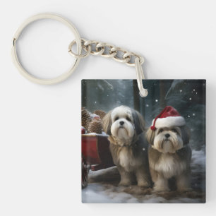 Llavero Malti tzu Adorno de Navidad con Trineo Nevado