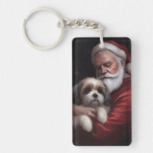 Llavero Malti Tzu Con Santa Claus Festivo Navidad