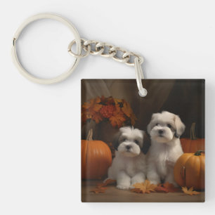 Llavero Malti tzu Puppy Calabaza deslumbrante de otoño