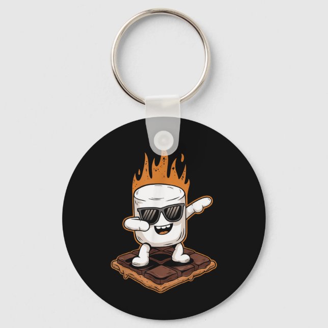 Llavero Malvavisco con Dabbing Camping Smores Kawaii Smore (Anverso)