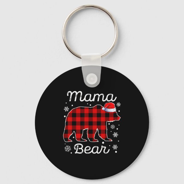 Llavero Mama Bear Christmas Pajamas Red Plaid Buffalo Fami (Anverso)