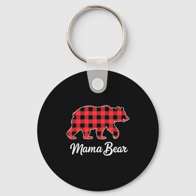 Llavero Mama Bear Christmas Red Buffalo Plaid Family Match (Anverso)
