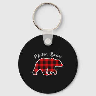 Llavero Mama Bear _ Mujer Cuadrillé Rojo Navidad Pijama Fa