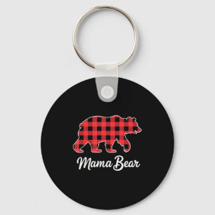 Llavero Mama Bear Navidad Plaid Búfalo Rojo Coincidencia F