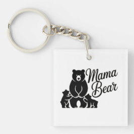 Llavero Mama Bear with Cubs Cute Family Bear