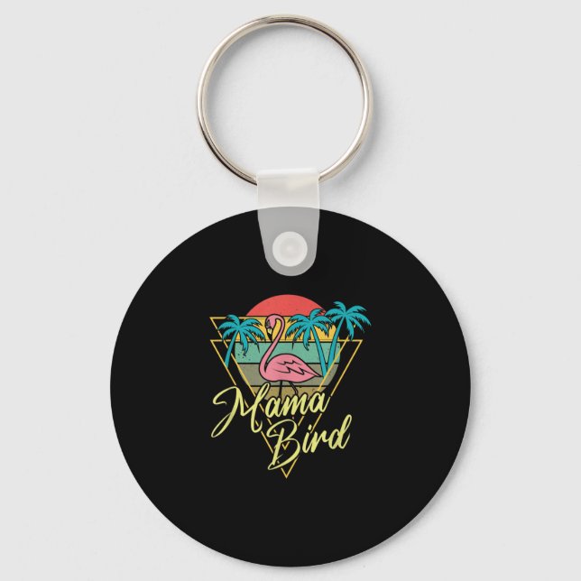 Llavero Mama Bird Flamingo Sunset Palm Tree Beach 80 (Anverso)